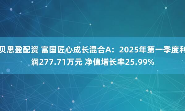 贝思盈配资 富国匠心成长混合A：2025年第一季度利润277.71万元 净值增长率25.99%
